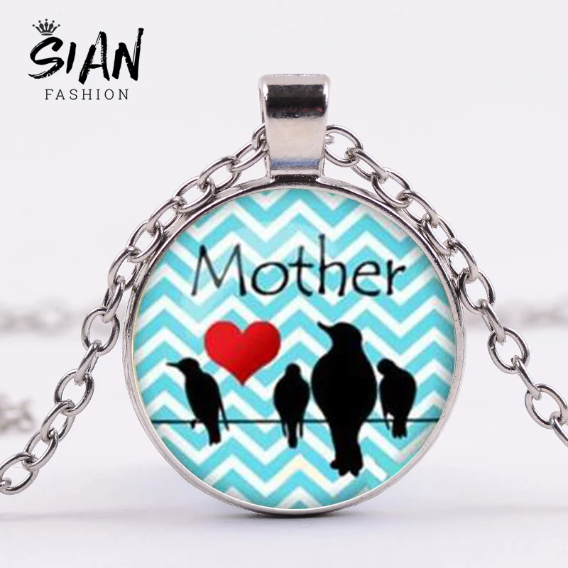 Фото Креативное ожерелье с подвеской в виде птицы мамы и ребенка мультяшным принтом
