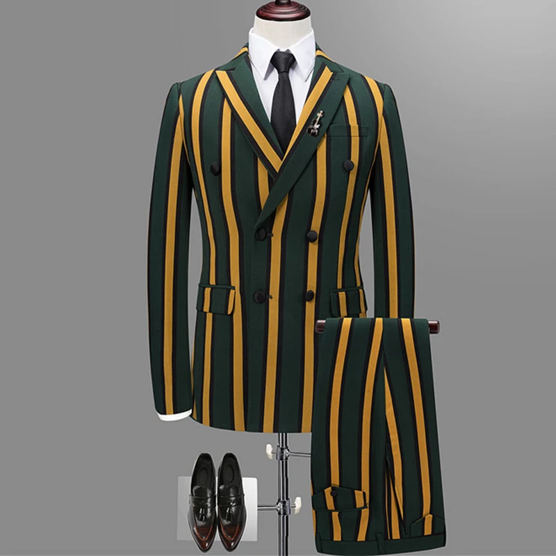 Asian size Vertical spell color Stripes 3 Piece Suit Double-breasted Business Mens Suits Fashion Slim Fit Wedding Suits for men
Asian size Vertical spell color Stripes 3 Piece Suit Double-breasted Business Mens Suits Fashion Slim Fit Wedding Suits for men