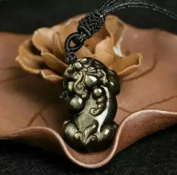 New Fashion Natural Gold Obsidian Carved PiXiu Lucky Pendant Necklace Crystal Jewelry Pendant
New Fashion Natural Gold Obsidian Carved PiXiu Lucky Pendant Necklace Crystal Jewelry Pendant