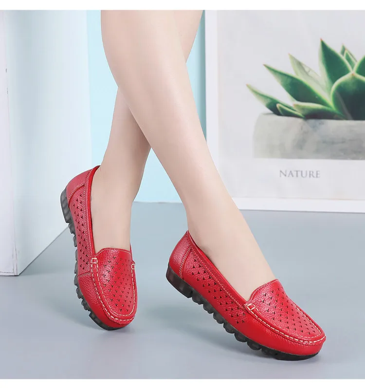 AH 201-1-2019 New Genuine Leather Cut Outs Women Summer Loafers-11