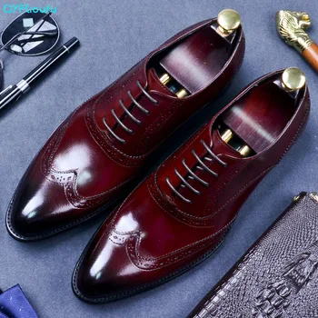 QYFCIOUFU Classic Style Men's Flat Oxford Genuine Leather Dress Shoes Black Wine Red Wedding Formal Luxury Italian Brogue Shoes
QYFCIOUFU Classic Style Men's Flat Oxford Genuine Leather Dress Shoes Black Wine Red Wedding Formal Luxury Italian Brogue Shoes