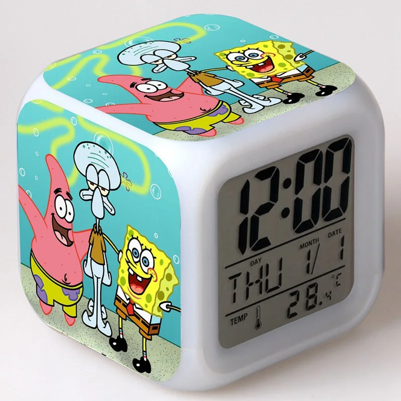 2019 Fashion night light LED 7 color Flash Digital Alarm Clocks Home Decor SpongeBob SquarePants reloj despertador Watch+Box
2019 Fashion night light LED 7 color Flash Digital Alarm Clocks Home Decor SpongeBob SquarePants reloj despertador Watch+Box