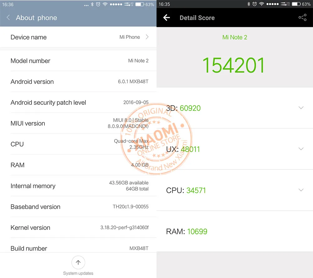 xiaomi note 2 4+64 antutu about phone