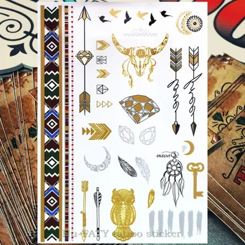 Nu-TATY 25 style Temporary Tattoo Body Art, Gold Tau Owl Designs, Flash Tattoo Sticker Waterproof 21*15cm
Nu-TATY 25 style Temporary Tattoo Body Art, Gold Tau Owl Designs, Flash Tattoo Sticker Waterproof 21*15cm