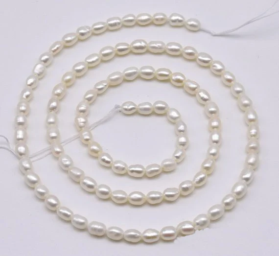 

AA 3-3.5MM Seed Pearl Beads Jewellery,Oval Shape Freshwater Rice Pearl ,Natural White Color Tiny Small Pearls Jewelry