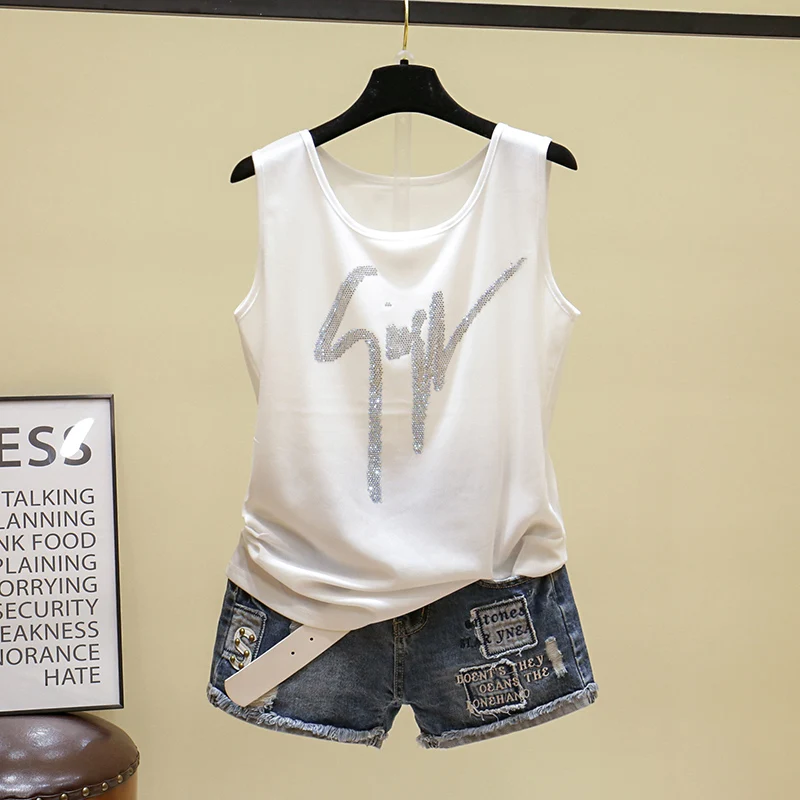 2019 Summer New Korean Letter Hot Drilling Mesh Vest Female Wild Elastic Shirt Bottoming Shirt Strap Basic Tanks for Women
2019 Summer New Korean Letter Hot Drilling Mesh Vest Female Wild Elastic Shirt Bottoming Shirt Strap Basic Tanks for Women