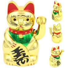 Accueillant agitant la richesse chat faisant signe de Fortune chat chanceux or Feng Shui chinois chat chanceux Maneki Neko mignon décor à la maison 6 pouces(China)