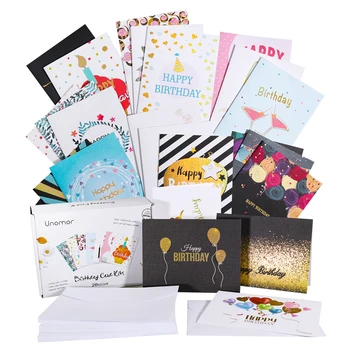 UNOMOR 24 Designs Gold Stamp Creative Delicate Birthday Greeting Card Kit with 26 PCS Envelopes Party A35
UNOMOR 24 Designs Gold Stamp Creative Delicate Birthday Greeting Card Kit with 26 PCS Envelopes Party A35