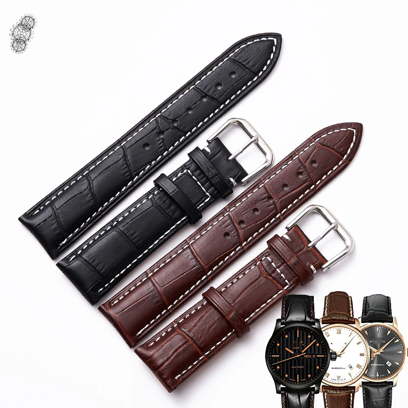 

Watchband 18mm 19mm 20mm 21mm 22mm 24mm Calf Genuine Leather Watch Band Alligator Grain Watch Strap for Tissot 1853 Seiko