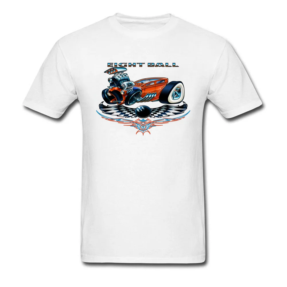 8 Ball Hot Rod Rife Personalized Tops Shirt Crewneck Summer Fall 100% Cotton Short Sleeve T-shirts for Men Design Tee-Shirts 8 Ball Hot Rod white