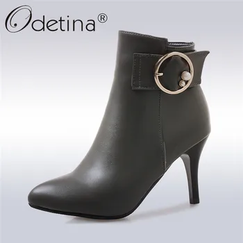 Odetina New Fashion Winter High Heels Stiletto Women Boots Pointed Toe Zip Pearl Buckle Elegant Lady Ankle Boots Big Size 32-46
Odetina New Fashion Winter High Heels Stiletto Women Boots Pointed Toe Zip Pearl Buckle Elegant Lady Ankle Boots Big Size 32-46