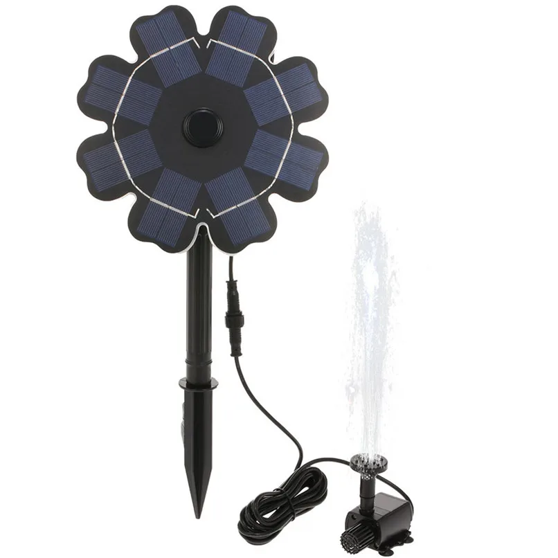Petal Fountain Solar Pump Round Floating Fountain Bird Bath Garden Decoration Petal Fountain #4L16 (16)