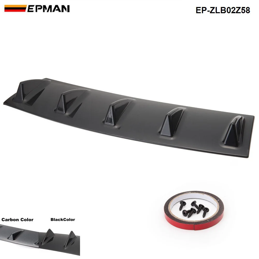 Epman Shark Fin 5 Wing Lip Diffuser 23" x6" Rear Bumper Chassis Black/Carbon Color ABS Universal EP-ZLB02Z58
Epman Shark Fin 5 Wing Lip Diffuser 23" x6" Rear Bumper Chassis Black/Carbon Color ABS Universal EP-ZLB02Z58