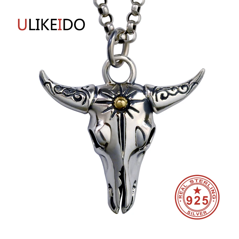 Pure 925 Sterling Silver Jewelry Oxhead Charms Punk Pendants for Men And Women Thai Silver Necklace Chain Fine Gift 1328
Pure 925 Sterling Silver Jewelry Oxhead Charms Punk Pendants for Men And Women Thai Silver Necklace Chain Fine Gift 1328