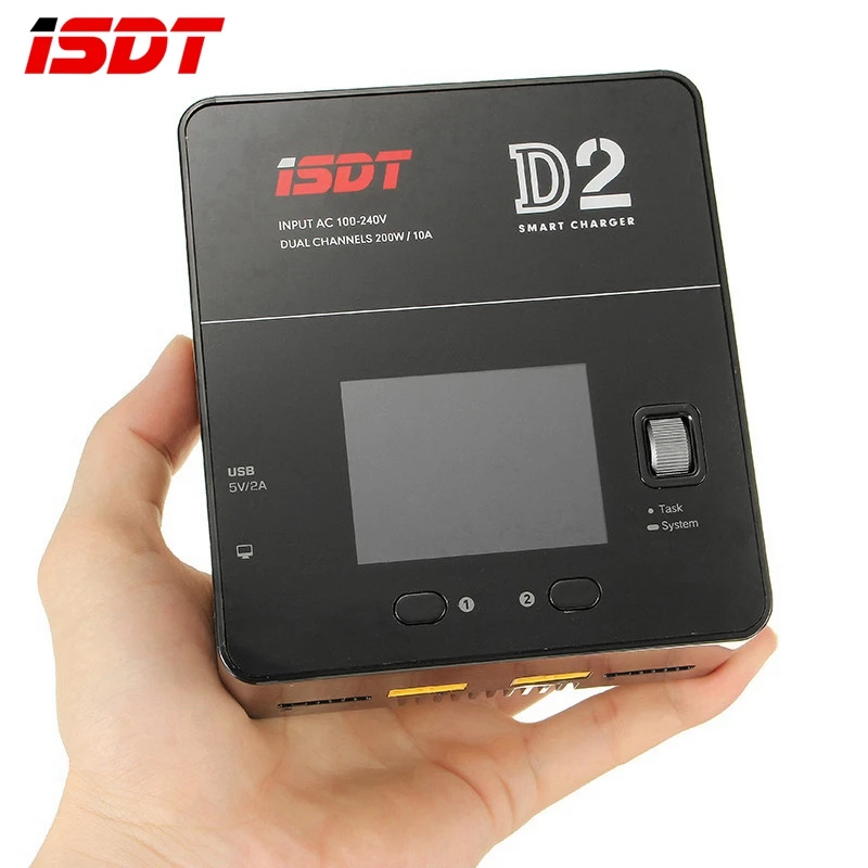 

In Stock ISDT D2 200W 20A AC Dual Channel Output Smart Lipo Battery Balance Balancing Charger For RC Toys Charging VS T8 SC-620