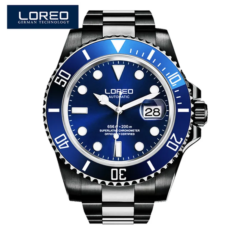 LOREO high quality men luxury brand diver automatic mechanical waterproof 200M blue diamond coated mirror luminous men watch O71
LOREO high quality men luxury brand diver automatic mechanical waterproof 200M blue diamond coated mirror luminous men watch O71