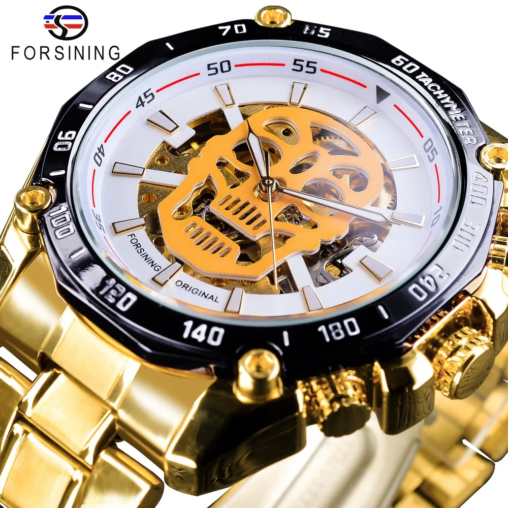 Forsining 2018 White Dial Fashion Skull Design Golden Skeleton Clock Luminous Hands Men's Automatic Watches Top Brand Luxury
Forsining 2018 White Dial Fashion Skull Design Golden Skeleton Clock Luminous Hands Men's Automatic Watches Top Brand Luxury