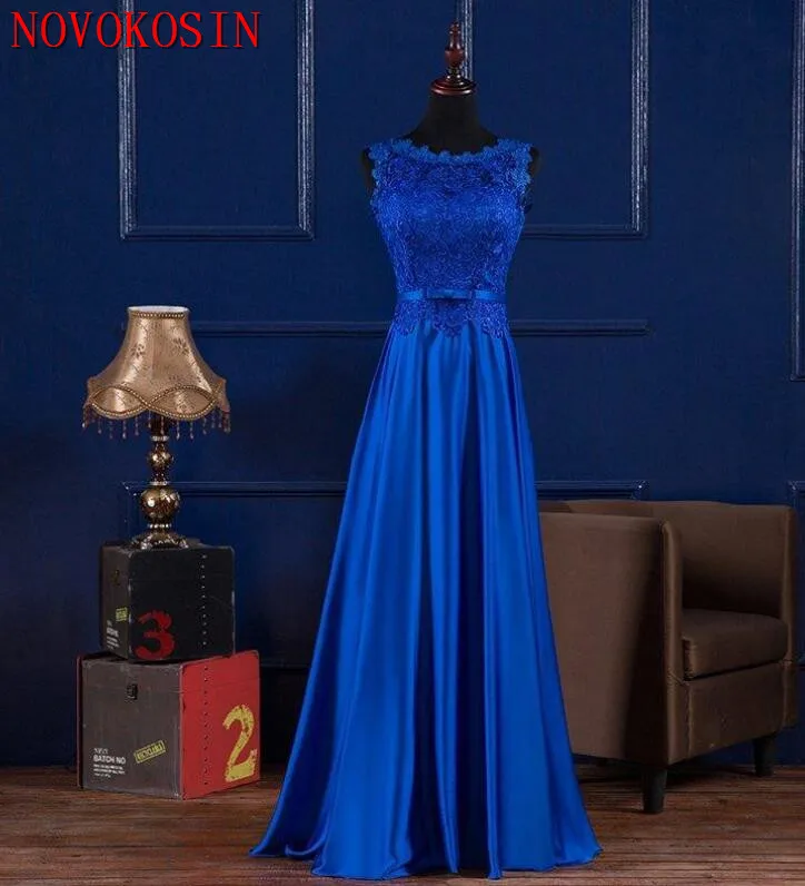 Royal Blue 2019 Floor Length Appliqued Beading Formal Dress Lace Up Back Party Dress Scoop Neck Lace Satin Evening Dresses
Royal Blue 2019 Floor Length Appliqued Beading Formal Dress Lace Up Back Party Dress Scoop Neck Lace Satin Evening Dresses