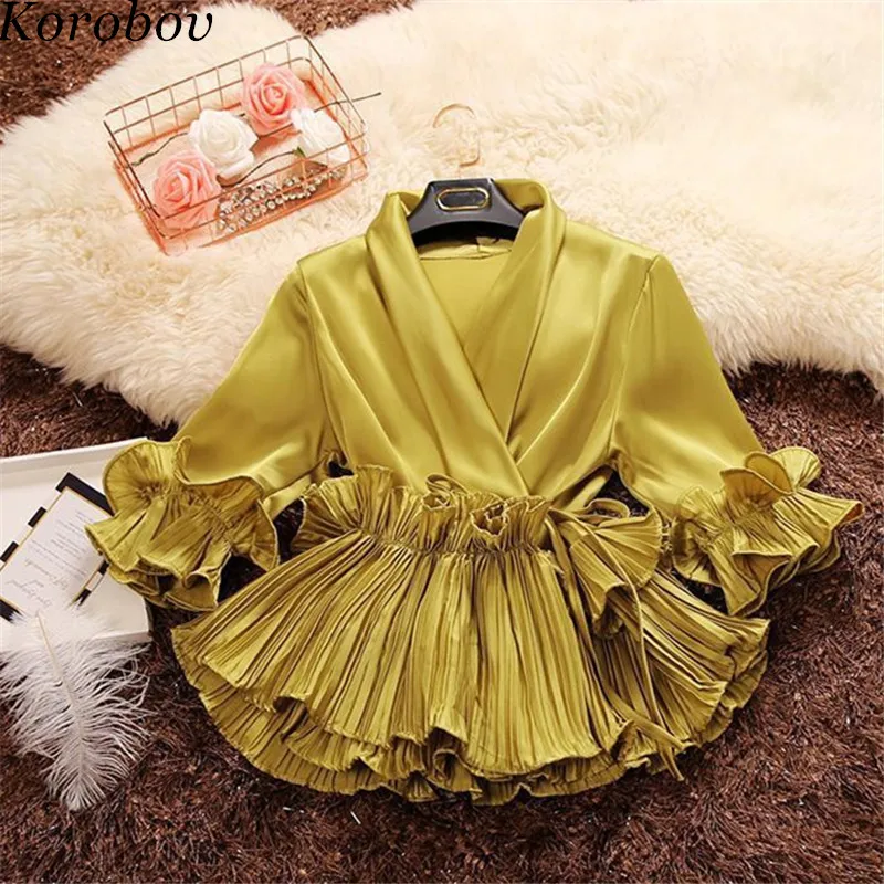 Korobov Korean Flower Ruffles Women Blouse New Arrival Short Sleeve Shirts V-Neck Lacing Female Chiffon Blusas 76793
Korobov Korean Flower Ruffles Women Blouse New Arrival Short Sleeve Shirts V-Neck Lacing Female Chiffon Blusas 76793
