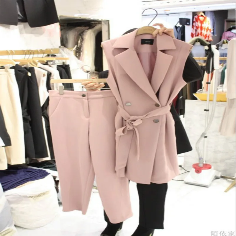 Fashion ladies suit spring and summer new OL temperament commuter two-piece long vest vest nine pants two 2 sets of women
Fashion ladies suit spring and summer new OL temperament commuter two-piece long vest vest nine pants two 2 sets of women