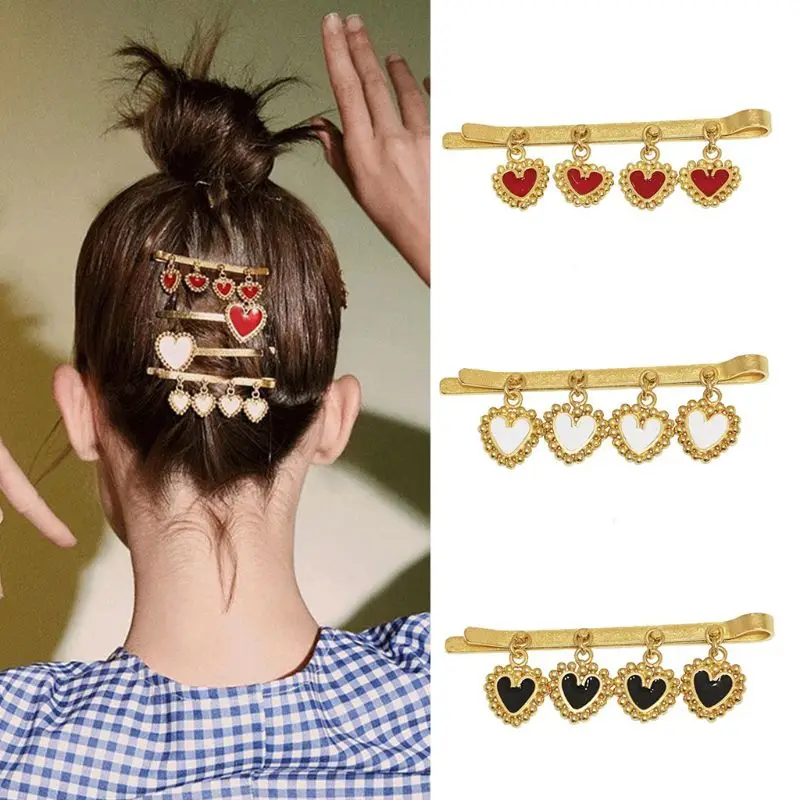 European Punk Style Women Girls Hair Clips Drop Oil Heart Pendant Charms Hairpins Side Bangs Posterior Hair Styling Accessories
European Punk Style Women Girls Hair Clips Drop Oil Heart Pendant Charms Hairpins Side Bangs Posterior Hair Styling Accessories
