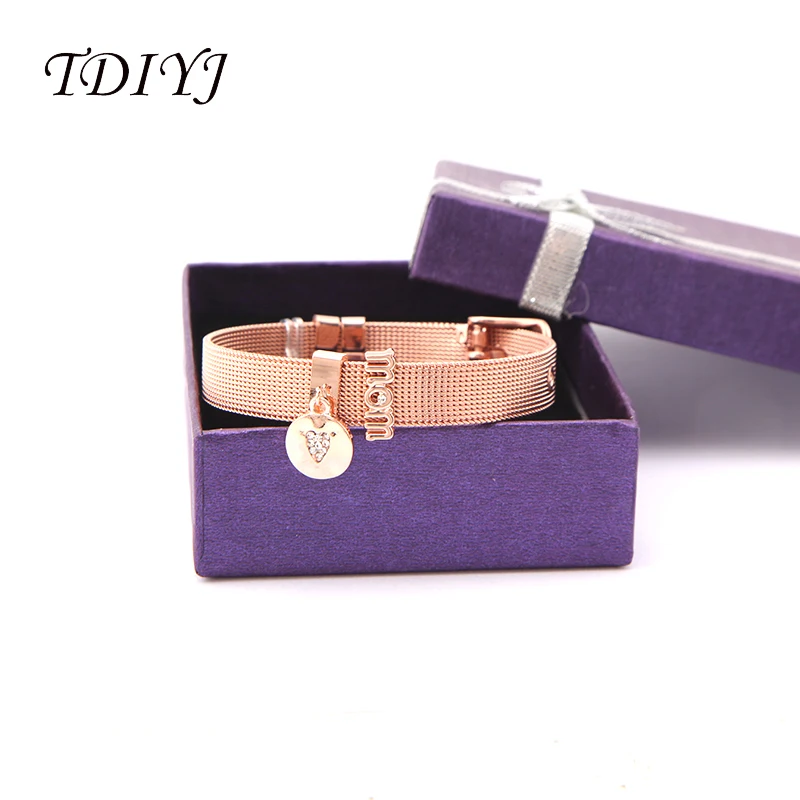 TDIYJ Heart Dangle Mom DIY Gift Box Personalized Slide Charms Keeper Stainless Steel Rose Gold Bracelet For Women1Set
TDIYJ Heart Dangle Mom DIY Gift Box Personalized Slide Charms Keeper Stainless Steel Rose Gold Bracelet For Women1Set