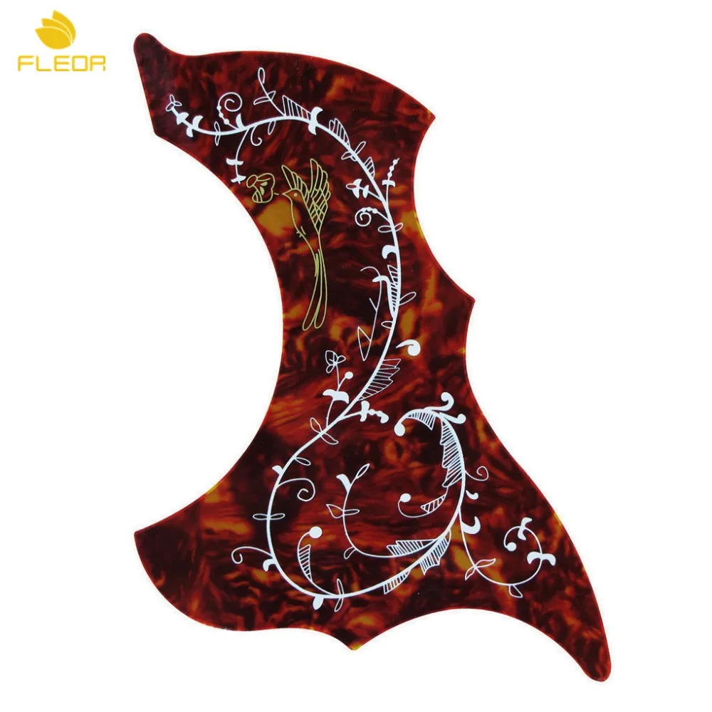 

FLEOR 1pcs Hummingbird Acoustic Guitar Pickguard Sticker Self-adhesive PVC for 40" 41" 42" Acoustic Guitar,Red Tortoise Shell