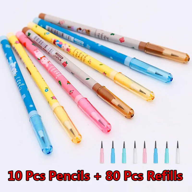 10 Pcs Pencils + 80 Pcs Refills Creative Colored 2B Plastic Lead Standard Pencil For Writing Kid Gift School Supplies Stationery
10 Pcs Pencils + 80 Pcs Refills Creative Colored 2B Plastic Lead Standard Pencil For Writing Kid Gift School Supplies Stationery