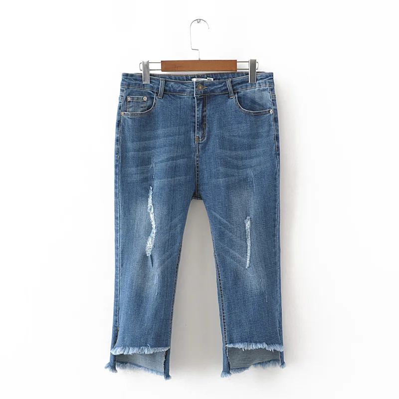 High waist women fashion slim water wash calf-length casual ripped jeans female trendy plus size cotton stretched denim capris
High waist women fashion slim water wash calf-length casual ripped jeans female trendy plus size cotton stretched denim capris