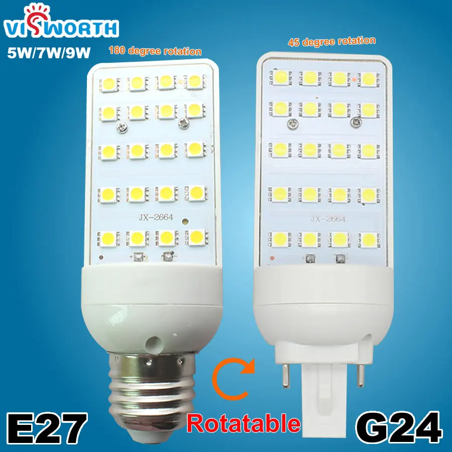 G24 LED Bulbs 5W 7W 9W G24 LED Corn Bulb Lamp Light SMD5050 Spotlight E27 180 Degree AC 110 220V Horizontal Plug Light
G24 LED Bulbs 5W 7W 9W G24 LED Corn Bulb Lamp Light SMD5050 Spotlight E27 180 Degree AC 110 220V Horizontal Plug Light