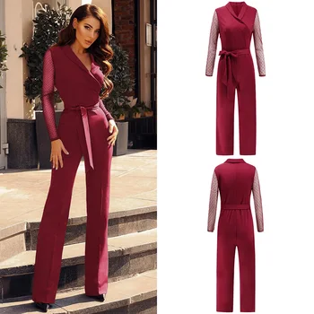 Women V Neck Long Sleeve Jumpsuit Solid Color Lace-up Slim Fit Jumper Spring Summer XRQ88
Women V Neck Long Sleeve Jumpsuit Solid Color Lace-up Slim Fit Jumper Spring Summer XRQ88