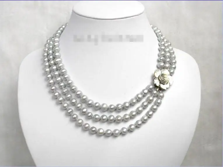 Free shipping hot sale Women Bridal Wedding Jewelry >>3row 7mm silver-gray freshwater pearls necklace seashel
Free shipping hot sale Women Bridal Wedding Jewelry >>3row 7mm silver-gray freshwater pearls necklace seashel