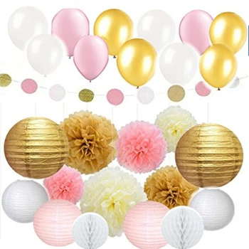 46 Pcs Tissue Paper Pom Poms Flowers Paper lanterns Polka Dot Paper Garland Kit for Wedding Party Decorations
46 Pcs Tissue Paper Pom Poms Flowers Paper lanterns Polka Dot Paper Garland Kit for Wedding Party Decorations
