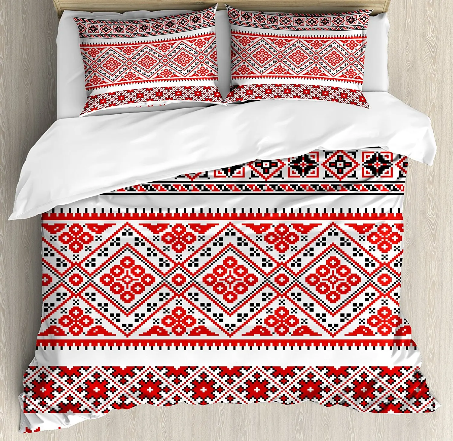Art Duvet Cover Set Traditional Ukrainian Borders Frames Ornaments Old Fashioned Cultural Motifs, Decorative 4 Piece Bedding Set
Art Duvet Cover Set Traditional Ukrainian Borders Frames Ornaments Old Fashioned Cultural Motifs, Decorative 4 Piece Bedding Set