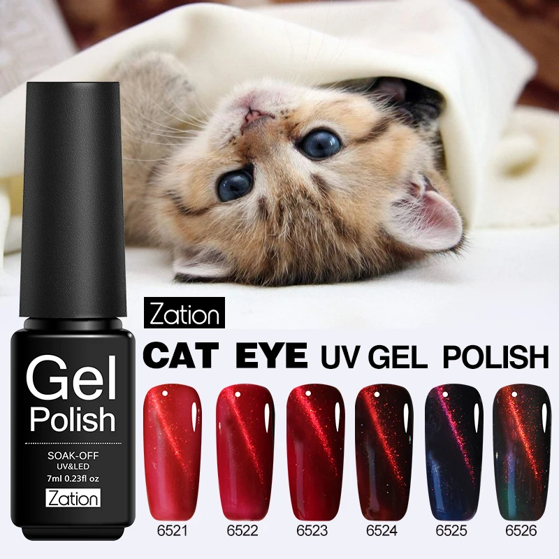 Фото Zation New Red Flame кошачий глаз Магнитный свет Гель лак для ногтей - купить