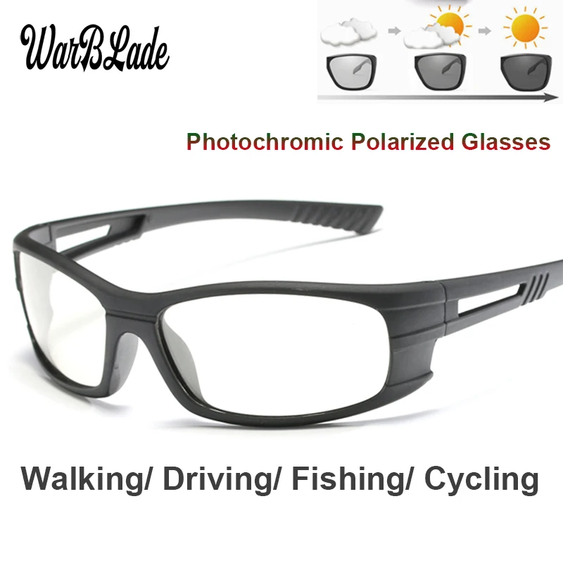 

WarBLade Fashion Photochromic Sunglasses Men Day Night Driving Polarized Chameleon Discoloration Sun Glasses Anti-glare Goggles