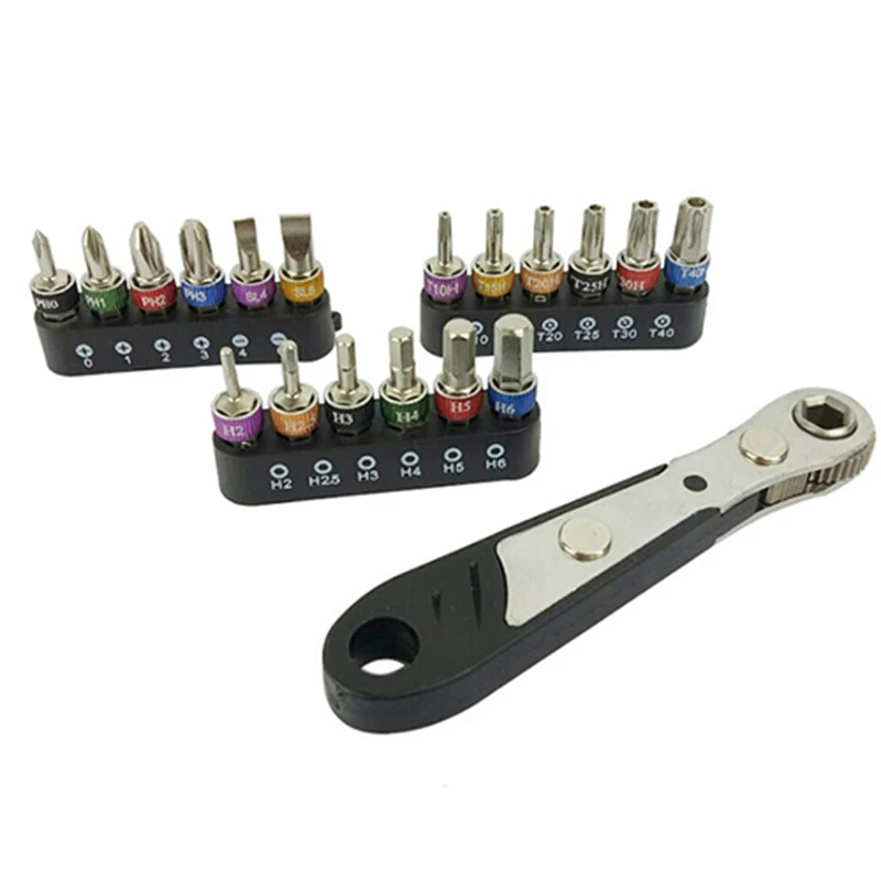 19pcs/set Multi-functional Screwdriver Mini Ratchet Wrench Bit 1/4" Driver Socket Set Screwdriver Kit Repair Tool
19pcs/set Multi-functional Screwdriver Mini Ratchet Wrench Bit 1/4" Driver Socket Set Screwdriver Kit Repair Tool