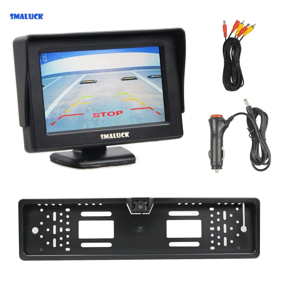 SMALUCK Waterproof European Car License Plate Frame Rear View Backup Camera + 4.3 inch LCD Display Car Monitor Free Video Cable
SMALUCK Waterproof European Car License Plate Frame Rear View Backup Camera + 4.3 inch LCD Display Car Monitor Free Video Cable