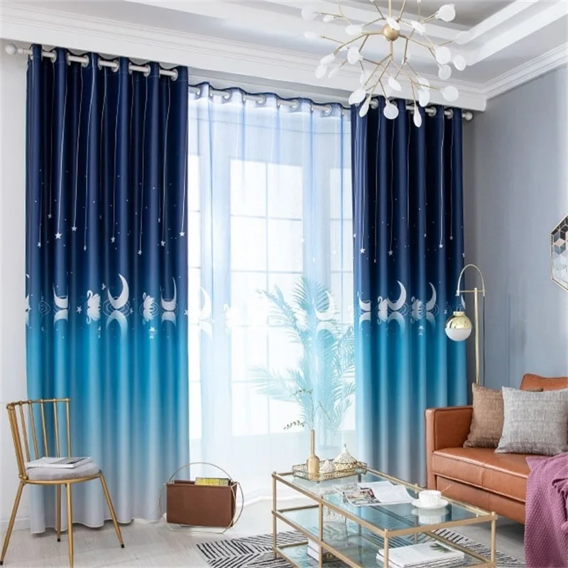 Blue Gradient Swan Lake Printing Curtains for Living Room Bedroom Stars Moon Printing Blackout Curtains for Kid's Room T213#4
Blue Gradient Swan Lake Printing Curtains for Living Room Bedroom Stars Moon Printing Blackout Curtains for Kid's Room T213#4