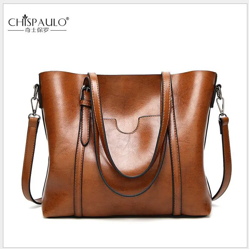 CHISPAULO Fashion Women Handbag Bag Oil Wax Leather Women Messenger Bags Brand Pocket big shoulder bags Vintage woman bucket Bag
CHISPAULO Fashion Women Handbag Bag Oil Wax Leather Women Messenger Bags Brand Pocket big shoulder bags Vintage woman bucket Bag