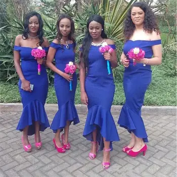Blue Tea Length Mermaid Bridesmaid Dresses 2020 Off Shoulder High Low Simple Garden Beach Wedding Guest Gowns Maid Of Honor
Blue Tea Length Mermaid Bridesmaid Dresses 2020 Off Shoulder High Low Simple Garden Beach Wedding Guest Gowns Maid Of Honor