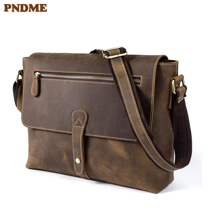 PNDME crazy horse leather men's genuine leather shoulder bag retro simple flip cowhide leather cube cross messenger bags
PNDME crazy horse leather men's genuine leather shoulder bag retro simple flip cowhide leather cube cross messenger bags