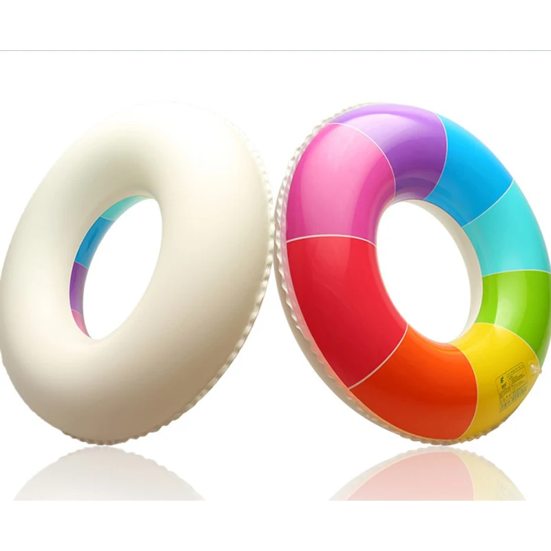 New Rainbow Inflatable Swimming Ring Swim Float Summer Beach Water Fun Pool Toys For Adults Children Kids 12