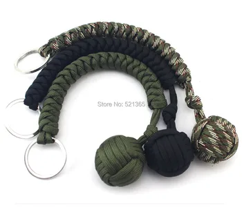 

Wholesale 150pcs Paracord Security Protection Monkey Fist Steel Ball Self Defense Tool Survival Cord Keychain for Oudoor Camping