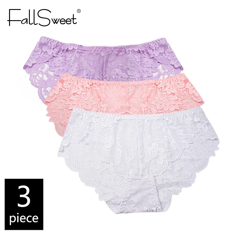 FallSweet 3pcs/Pack! Mid Waist Lace Panties Women Plus Size Ultra Thin Briefs XL to XXXXL Solid Underwear Femme
FallSweet 3pcs/Pack! Mid Waist Lace Panties Women Plus Size Ultra Thin Briefs XL to XXXXL Solid Underwear Femme