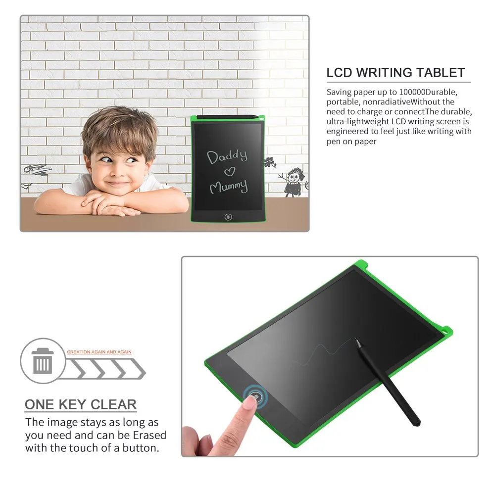 5pcs Green 8.5" LCD Tablet Writting Drawing Pad Memo Message Board Notepad Stylus for eWriter
5pcs Green 8.5" LCD Tablet Writting Drawing Pad Memo Message Board Notepad Stylus for eWriter