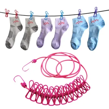 Outdoor Travel Portable Clothesline Garment Clip Socks Underwear Hanger Scalable Windproof Elastic Rope With 12 Clips LZ0681
Outdoor Travel Portable Clothesline Garment Clip Socks Underwear Hanger Scalable Windproof Elastic Rope With 12 Clips LZ0681
