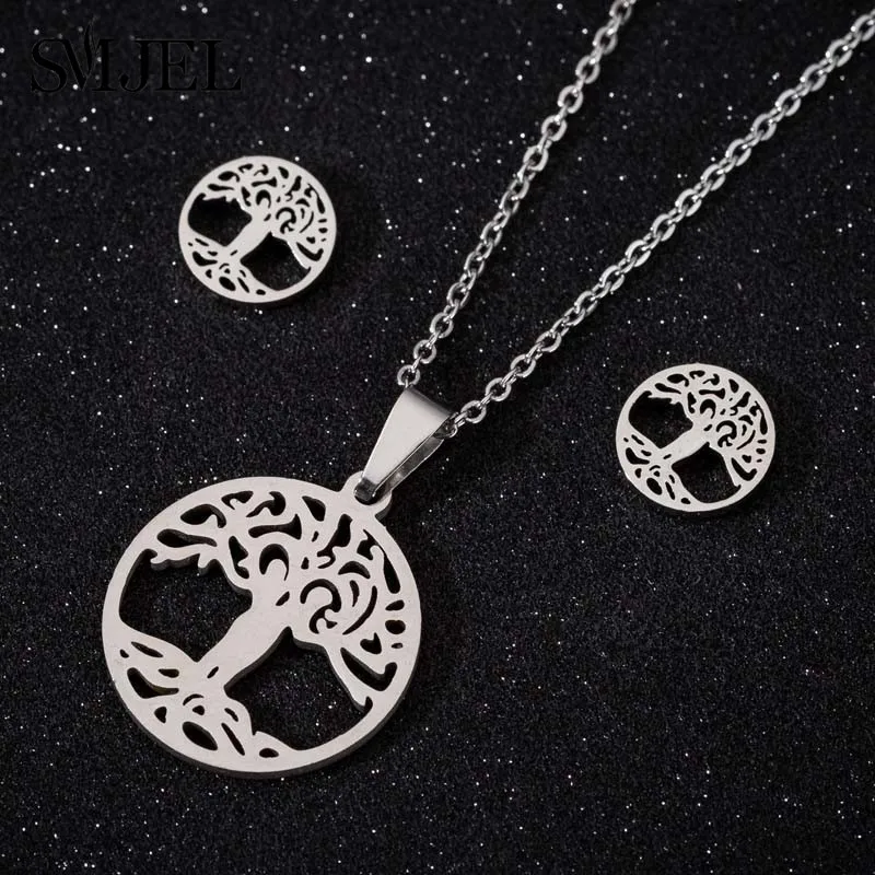 

SMJEL Tree of Life Stainless Steel Necklaces for Women Bohemian Statement Necklace Jewelry acero inoxidable Dropshipping