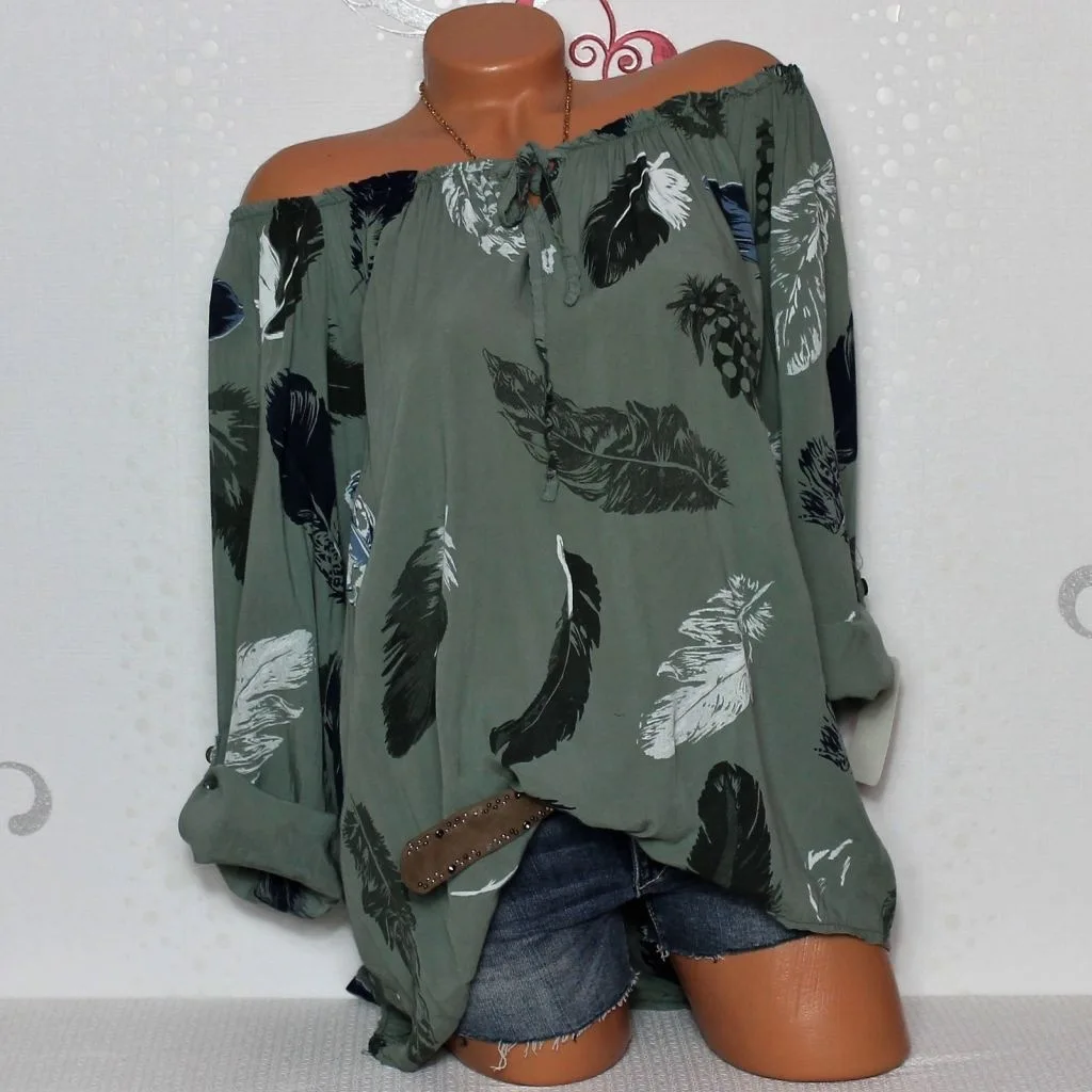 5XL Plus Large Size Women Blouses Summer Tops New Slash Neck Leisure Blouse White Loose Feather Print Long Sleeve Shirts Blusa
5XL Plus Large Size Women Blouses Summer Tops New Slash Neck Leisure Blouse White Loose Feather Print Long Sleeve Shirts Blusa