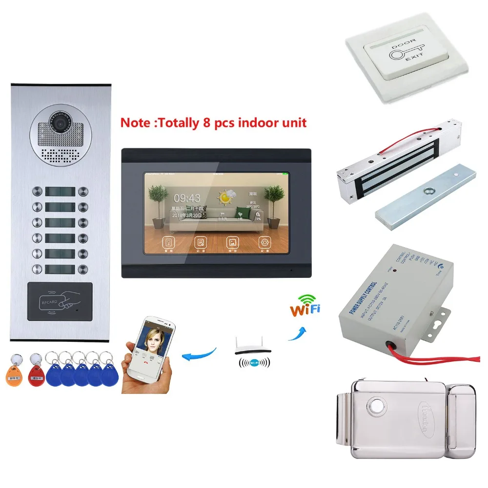 Home set 7inch Record Wired Wifi 8/9/10/11/12 Apartment/Family Video Door Phone Intercom System RFID IR-CUT HD 1000TVL Camera
Home set 7inch Record Wired Wifi 8/9/10/11/12 Apartment/Family Video Door Phone Intercom System RFID IR-CUT HD 1000TVL Camera